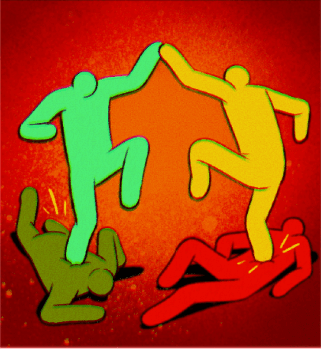 Two colorful Stompers characters jumping into a new routine