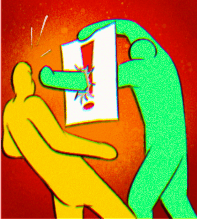 A green Stompers character pouring a drink for a yellow friend